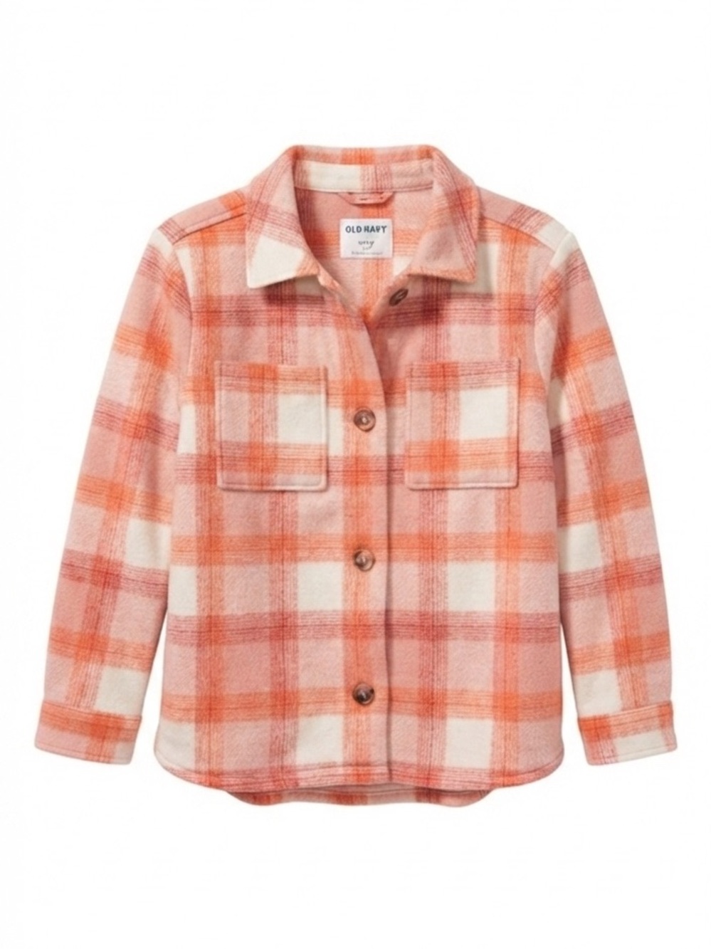 Old Navy Girls Peach Plaid Oversized Tunic Shacket Size XL (14-16) NWT